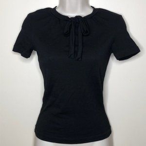 MOSCHINO Black Tie-up Collar Short Sleeve Top